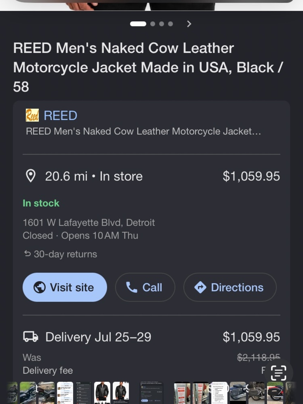 REED LEATHER RIDING JACKET,, CAFE RACER - Picture 7 of 7